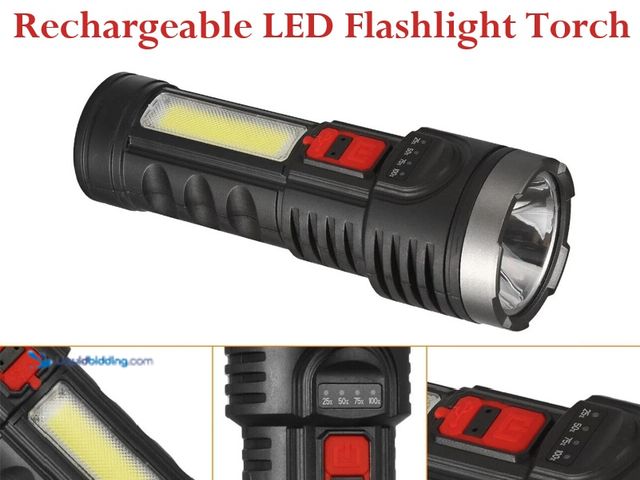 Lot 49-3435049 - Rechargeable 7800LM LED Super Bright Flashlight Torch with Zoomable Beam Includes Charging Cable - N...