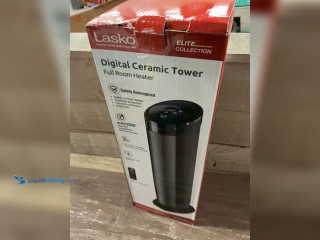 Lot 49-3539531 - Lasko
1500W 22 in. Black Indoor Electric Tower Ceramic Forced Air Ceramic Space Heater with Child L...