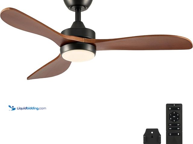 Lot 49-5453747 - VONLUCE Ceiling Fans with Lights, 42 Inch Ceiling Fan and Remote, 6-Speeds Noiseless Reversible DC M...