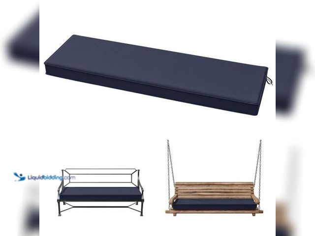 Lot 49-2023208 - Kimunuk 42 in. x 18 in. x 3.5 in. Rectangular Outdoor Porch Swing Bench Cushion Navy. Model # 42x18-...