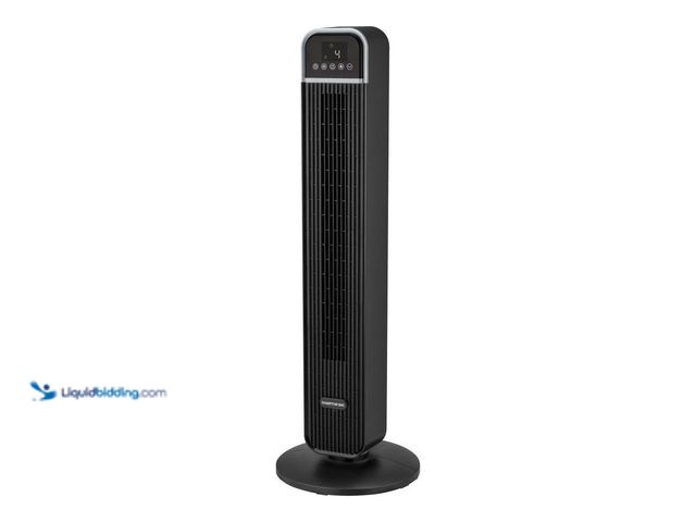 Lot 49-5410340 - Hampton Bay 36 in. 4-Speed Oscillating Tower Fan in Black with Remote Control and Easy Carry Handle....
