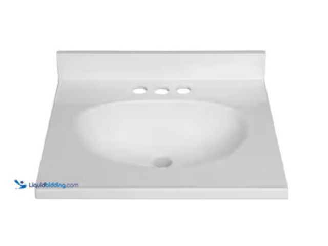 Lot 49-2006372 - FINE FIXTURES 19 in. W x 17 in. D Cultured Marble Vanity Top in White with White Rectangular Single ...