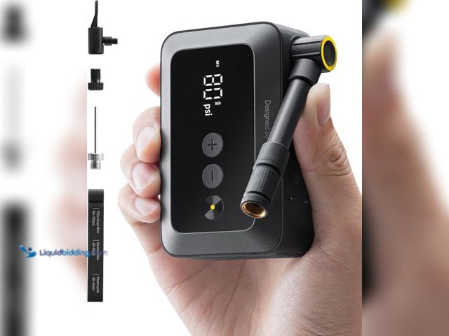 Lot 49-5483720 - HOTO Mini Bike Tire Pump, 25s Fast Inflate Bicycle Pump with Guage, 150PSI Portable Electric Bike Ai...