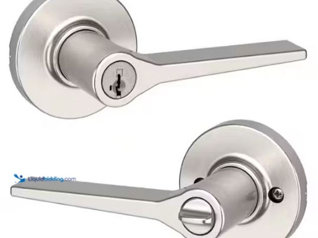 Lot 49-1573070 - Lot of (6) Kwikset Hollis Round Rose Satin Nickel Keyed Entry Door Handle Featuring SmartKey Securit...