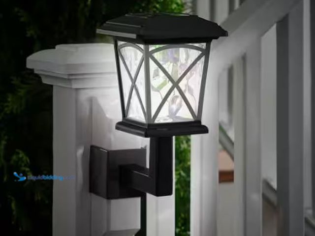 Lot 49-1565997 - Lot of (7) Hampton Bay Solar 15 Lumens Black Outdoor Integrated LED Lanai Deck Torch Light; Weather/...