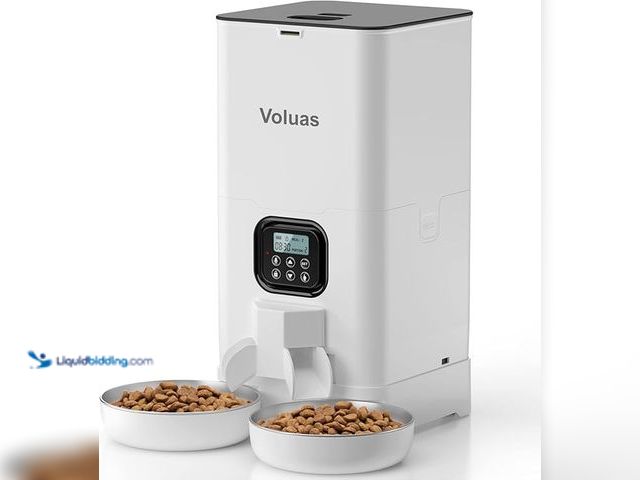 Lot 49-3600420 - Voluas Automatic Cat Feeder for Two Cats, Double Pet Feeder with 2 Stainless Steel Bowls,6L Timed Ca...