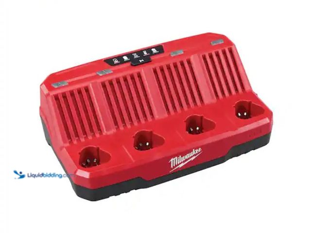 Lot 49-1567519 - Milwaukee M12 12- volt Lithium-Ion 4-Port Sequential Battery Charger, Model # 48-59-1204, Slightly u...