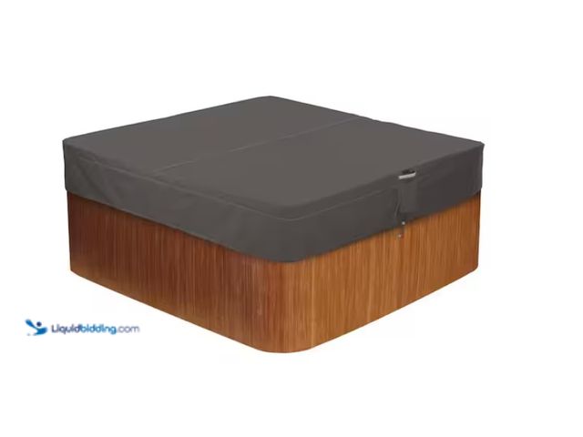 Lot 49-1622549 - Classic Accessories Ravenna Large Square Hot Tub Cover Cap, 94"W x 94"L x 14"H, Durable woven polyes...
