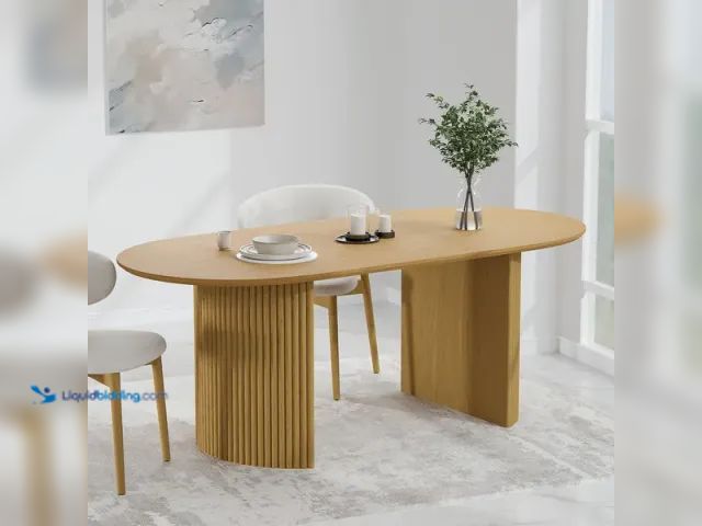 Lot 49-1568593 - TABLETOP ONLY FOR Abberton Modern Large Dining Table Solid Wood Kitchen Tables - 79"x33.5" - Natural...