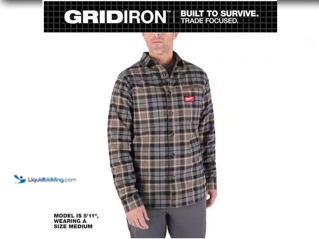 Lot 49-1576418 - Milwaukee Men's X-Large Gray GRIDIRON Flannel Shirt Model # M551G-XL, Unused, Product is Not in Fact...