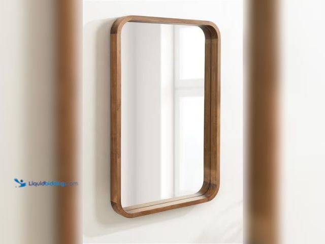 Lot 49-1557358 - Kate and Laurel Hutton 24.02-in W x 35.98-in H Rounded Rectangle Framed Wall Mirror, Rustic Brown, M...