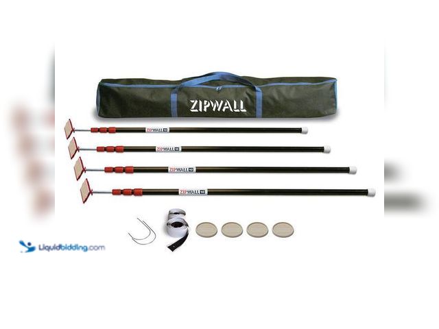 Lot 49-5454140 - ZipWall 10 ft. Stainless Steel Dust Barrier Poles with 2-Adhesive Zippers and a Carry Bag Black (4-P...