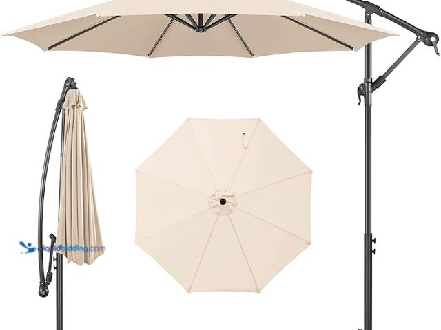 Lot 49-1630861 - FLAME&SHADE 10ft Cantilever Patio Umbrella Outdoor, Large Offset Umbrella with Crank and Cross Base,...