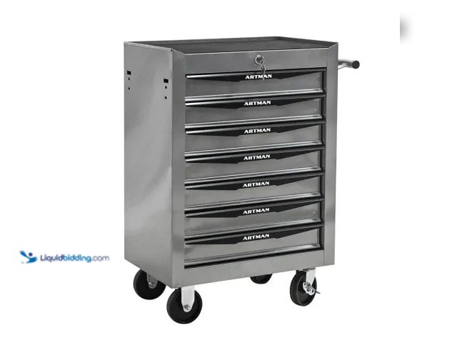 Lot 49-3600398 - 7 Drawers Rolling Metal Tool Box Cart Tool Chest Tool Storage Cabinet w/ Wheels Model #406615671570,...
