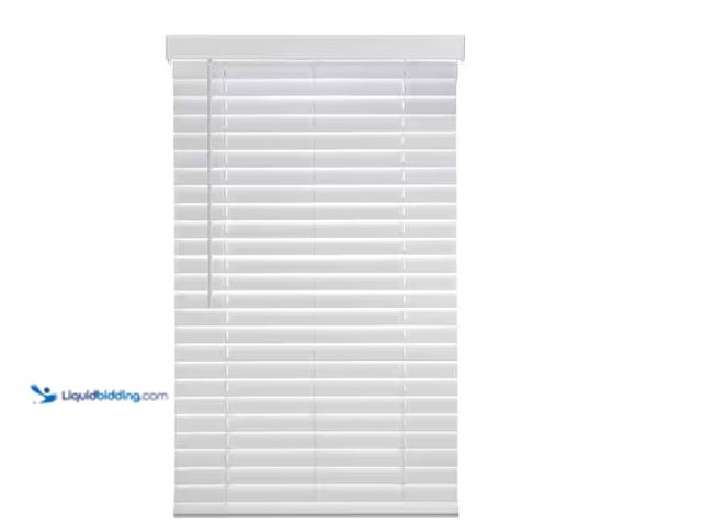 Lot 49-1566624 - Home Decorators Collection White Cordless Faux Wood Blinds for Windows with 2 in. Slats - 29 in. W x...