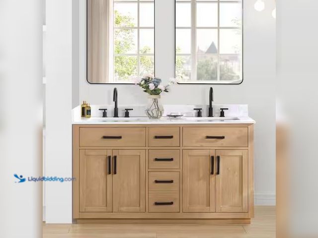 Lot 49-5580757 - Altair
Gavino 60 in. W x 22 in. D x 34 in. H Bath Vanity in Light Brown with Grain White Composite ...