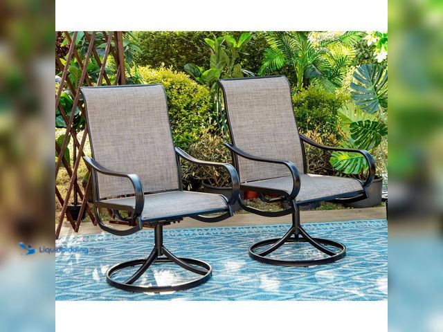Lot 49-5433694 - PHI VILLA
Black Swivel Textilene Metal Patio Outdoor Dining Chair (2-Pack). Item is Unused