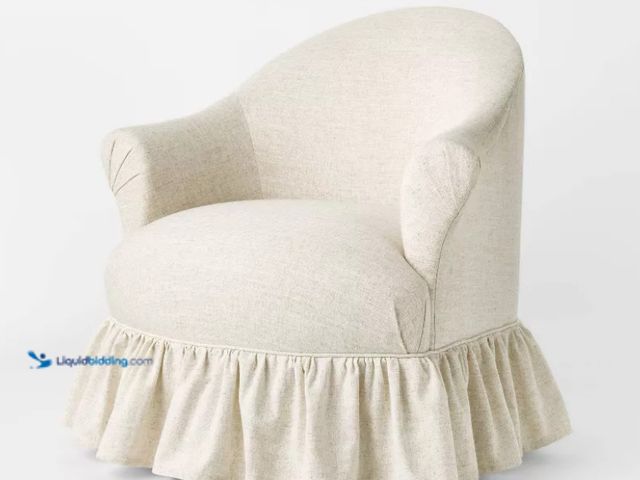 Lot 49-3564600 - Ruffle Skirt Accent Chair with Swivel Cream Flecked Linen - Threshold™ designed with Studio McGee. M...