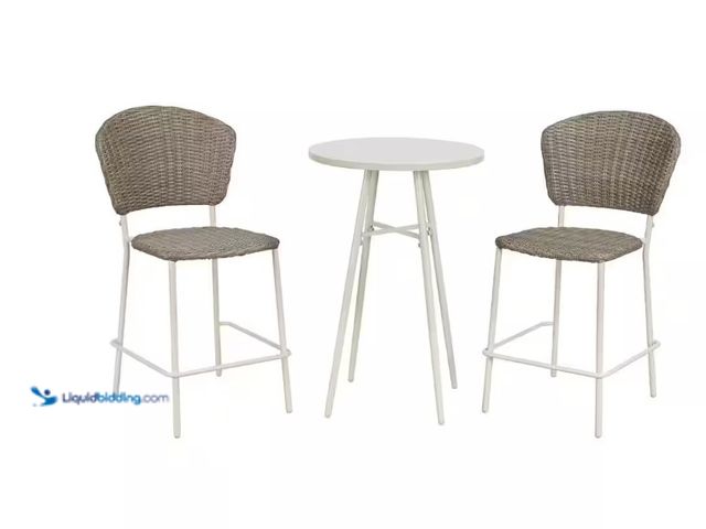 Lot 49-1515689 - StyleWell Barwick 3-Piece Steel Wicker Outdoor Serving Bar Set, Model # SH23G0020H, Unused.  Ref#HD0...