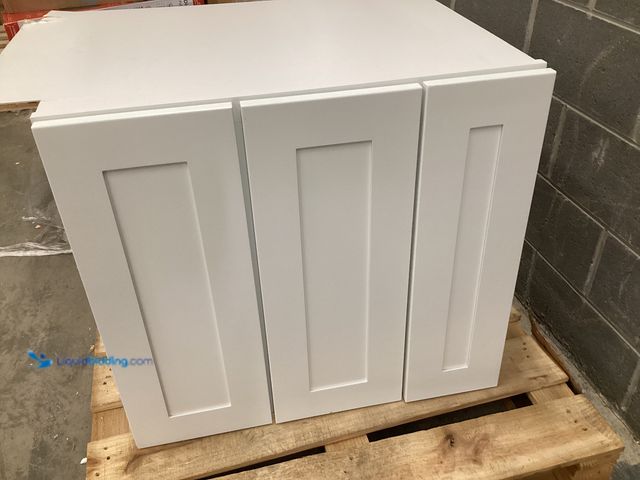 Lot 49-5542440 - Satin White Drawer Cabinet, Parts & Repair, Back Panel Needs Placed back on
