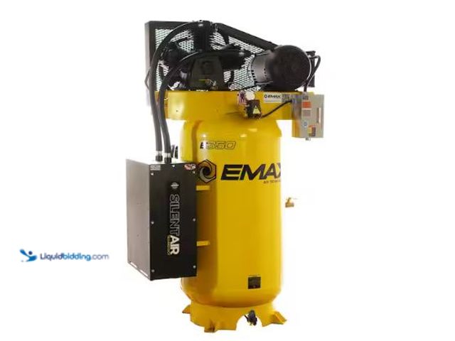 Lot 49-1597162 - EMAX 80 Gal. 7.5 HP 3-Cylinder 1-Phase 175 PSI Silent Air Electric Air Compressor with Isolator Pads...