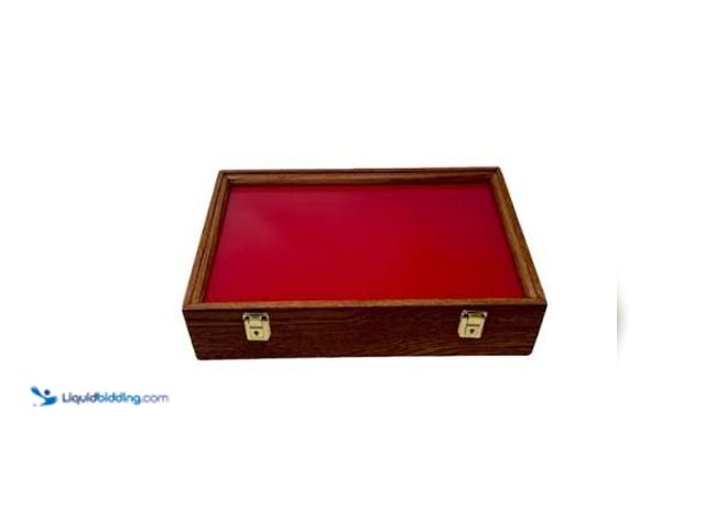 Lot 49-5551448 - Stained Oak Display Case, Unused with scuffs