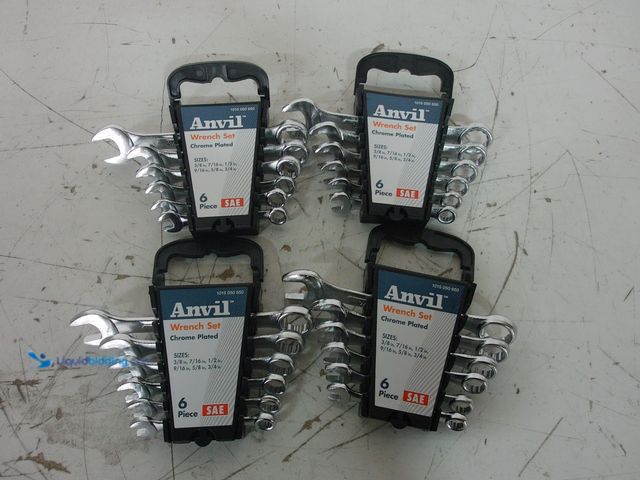 Lot 49-3616743 - (4-Pack) Anvil 6-Piece SAE Combination Wrench Sets with Case - Unused Model # 91942  Ref#HDPA0727