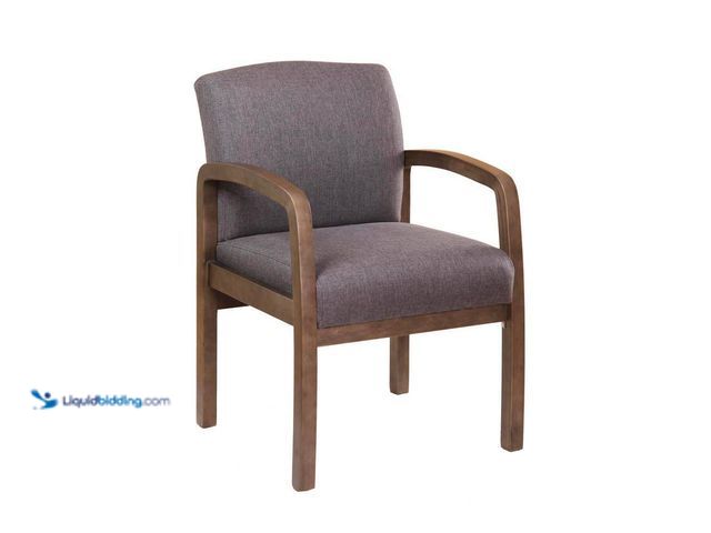 Lot 49-5450063 - BOSS Office Products Grey Guest Chair with Driftwood Finish Frame. [Model # B9580DW-SG] Unused
