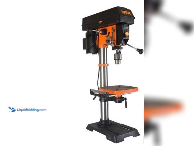 Lot 49-2004658 - WEN 5-Amp 12-Inch Variable Speed Cast Iron Benchtop Drill Press with Laser and Work Light, Model #42...