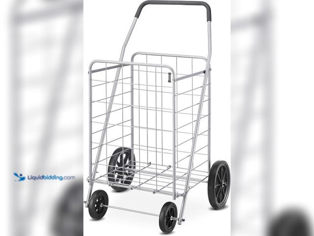 Lot 49-5485941 - Whitmor Deluxe Utility Foldable Shopping Cart with Wheels, 100 Lb Capacity, Heavy Duty Grocery Cart ...