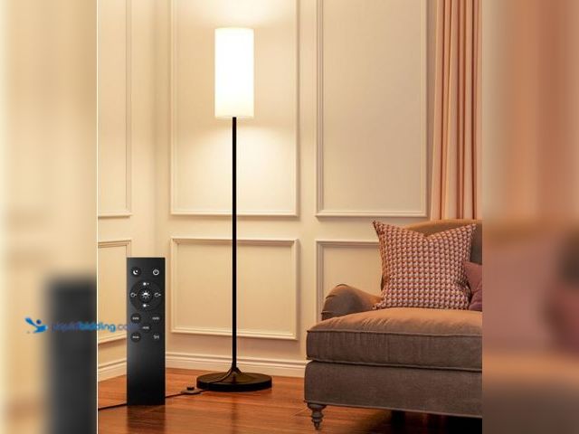 Lot 49-3432605 - luckystyle Dimmable Floor Standing Tall Lamp, 12W Led Bulb with Lampshade, Foot Switch, Remote Custo...