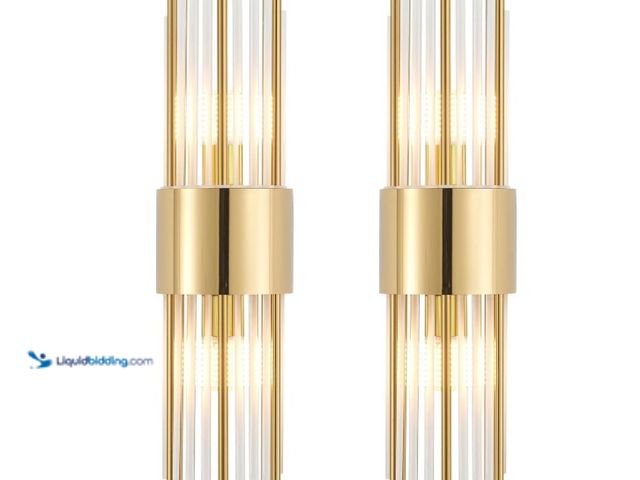 Lot 49-3431439 - Sconces wall decor set of 2, gold sconces wall set of 2, 2-Light Modern Brushed Titanium Gold Wall S...