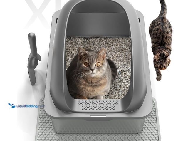 Lot 49-3465277 - Cat Stainless Steel Litter Box with Lid, Kitty Extra Large Metal Litter Boxes XL High Sided with Mat...