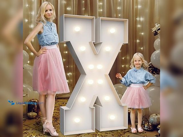 Lot 49-3528692 - 4FT Marquee Light Up Letters X,Party Decoration Large Marquee Light Up Letters with Weighted Water B...