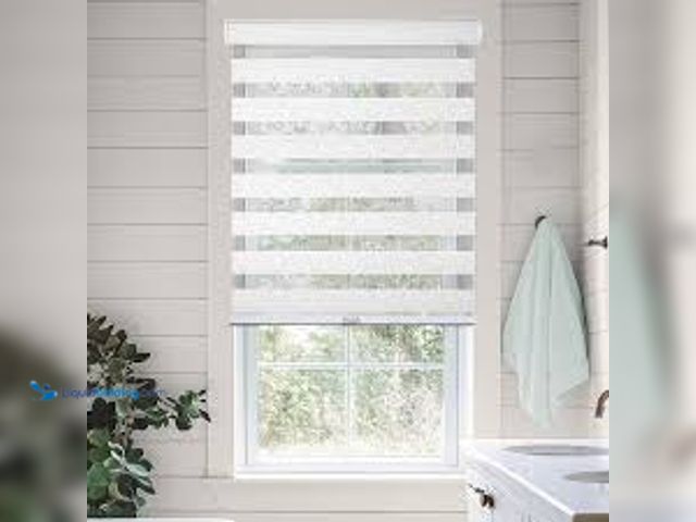 Lot 49-5459546 - Chicology Cordless Light Filtering Dual Layer Polyester Zebra Roller Window Shade, Basic Arctic 36 i...
