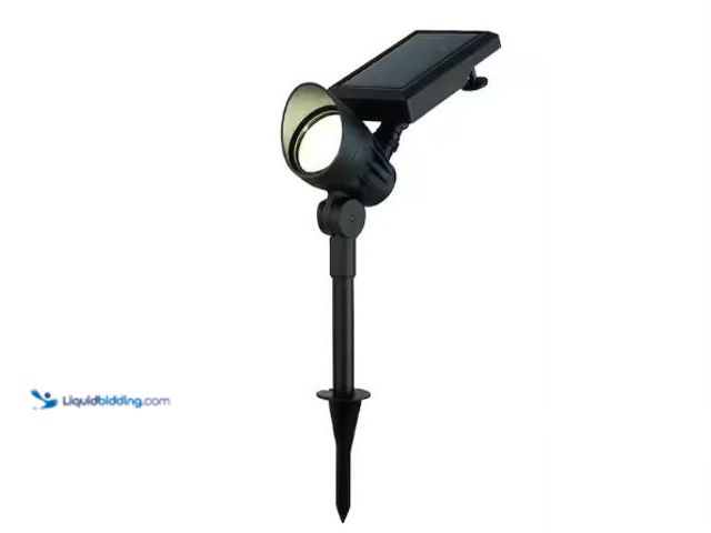 Lot 49-3631006 - Lot of (2) Hampton Bay 50-Lumen Black LED Metal Weather Resistant Outdoor Solar Spot Light, Model # ...