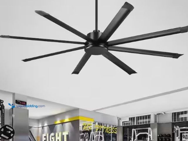 Lot 49-2025003 - IHOMEadore 7 ft. Indoor/Outdoor Black Windmill Downrod Mount Ceiling Fan Without Light, Aluminum Bla...