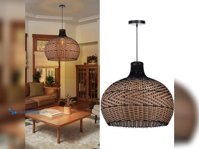 Lot 49-5476731 - Arturesthome 1 Light Rattan Pendant Light Fixture. Model #B0FKMZR84T. Unused with no hardware.