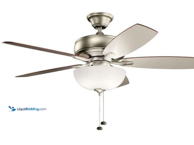 Lot 49-1547851 - Kichler Terra Select 52" Ceiling Fan w/LED Lights & Pull Chain, Brushed Nickel, Model# B083SPVYNP, U...