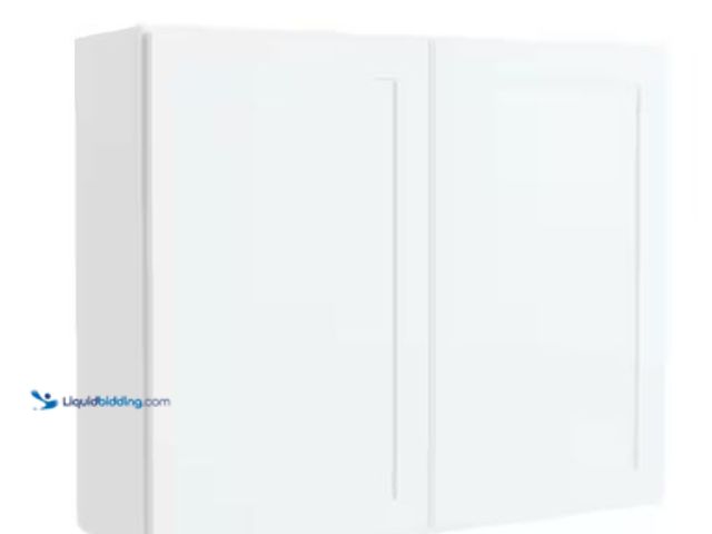 Lot 49-1549475 - Hampton Bay Courtland 36 in. W x 12 in. D x 30 in. H Assembled Shaker Wall Kitchen Cabinet in Polar ...