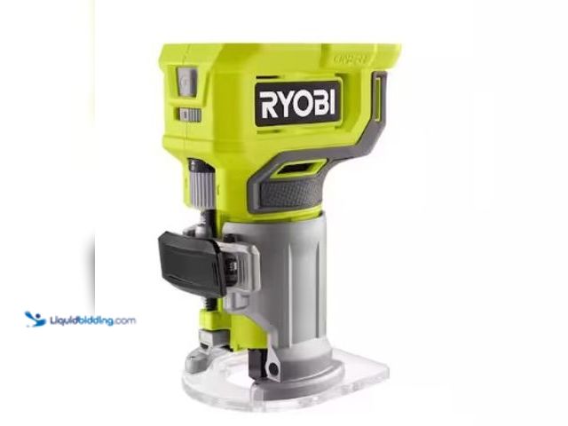 Lot 49-3615706 - RYOBI ONE+ 18V Cordless Compact Fixed Base Router (Tool Only), Model # PCL424B, Slightly used, Has a...