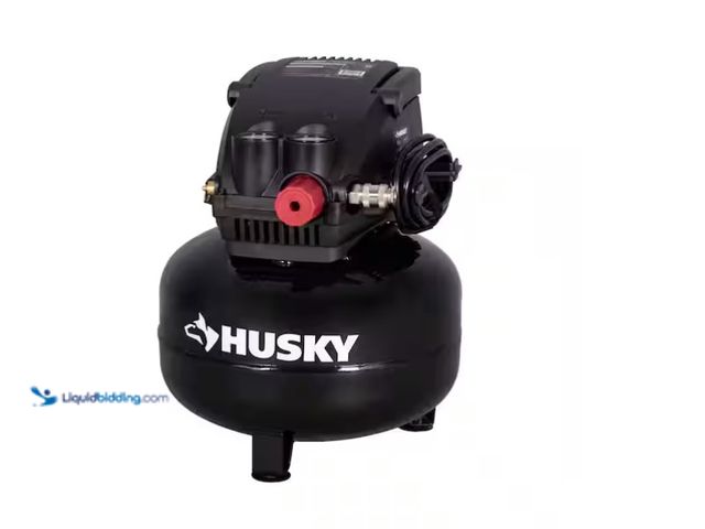 Lot 49-1575585 - Husky 3 Gal. 120 PSI Portable Electric Oil-Free Light Duty Pancake Air Compressor with Fold Down Han...