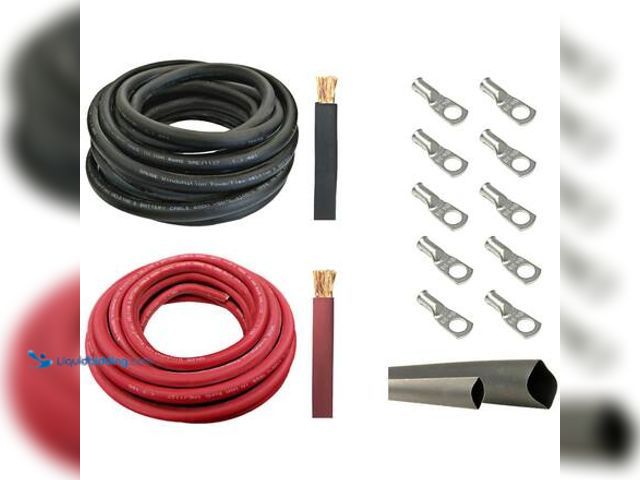 Lot 49-5581659 - WindyNation 6-Gauge 20 ft. Black/20 ft. Red Welding Cable Kit Includes 10-Pieces of Cable Lugs and 3...