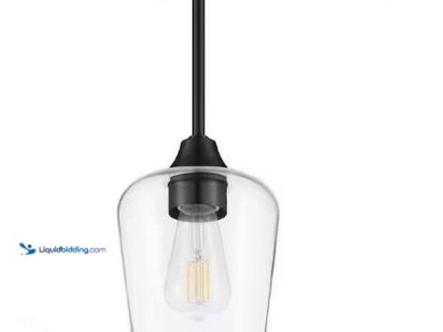 Lot 49-1517362 - Hampton Bay
Pavlen 5.5 in. 1-Light Black Mini Pendant with Clear Glass Shade Model # GS-P070809BK N...