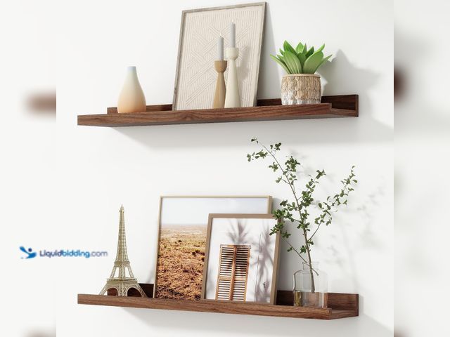 Lot 49-5554342 - Picture Ledge Shelf, Floating Shelves Set of 2, 30 Inches Nursery Book Shelves for Toys Storage, Kid...