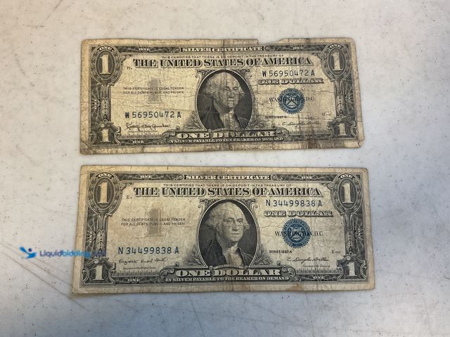 Lot 49-1505432 - LOT OF 2 FAIR CONDITION 1957 A and B BLUE SEAL UNITED STATES ONE DOLLAR SILVER CERTIFICATES #COINS01...