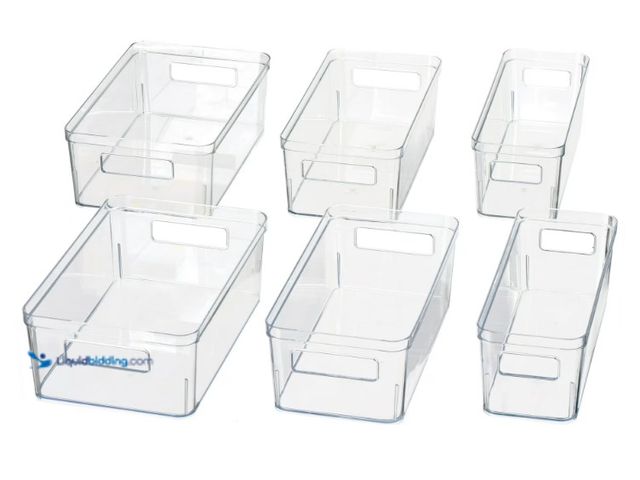 Lot 49-1625848 - Mainstays 6-Piece Clear Plastic Fridge Storage Organizer Bin Set, Refrigerator Organizer Containers ...