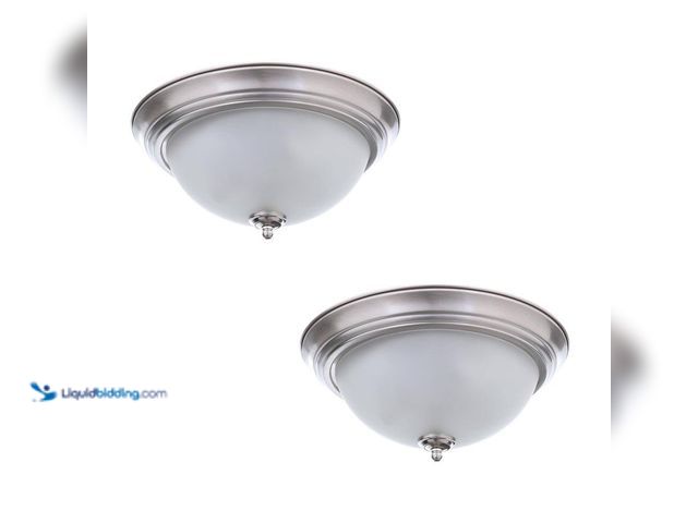 Lot 49-5409054 - Commercial Electric
11 in. 1-Light Brushed Nickel Flush Mount with Frosted Glass Shade (2-Pack) Unu...