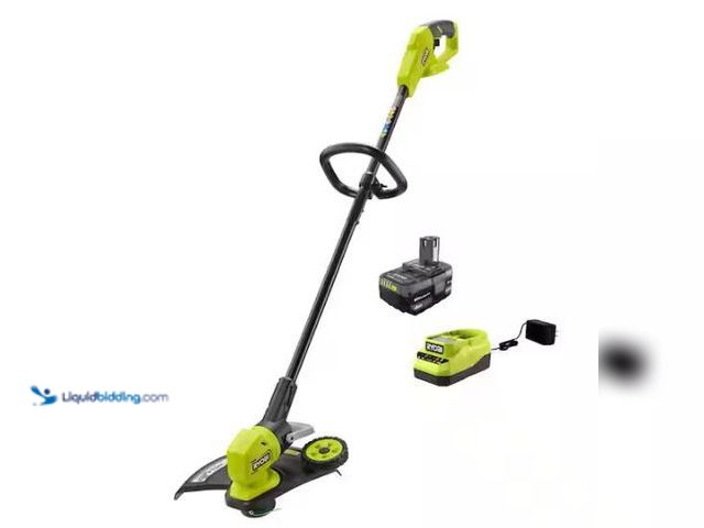 Lot 49-1569238 - RYOBI ONE+ 18V 13 in. Cordless Battery String Trimmer/Edger with 4.0 Ah Battery and Charger, Model #...