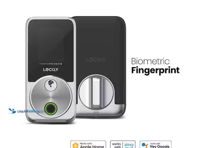 Lot 49-1576679 - Lockly Secure Pro Zeno Series Satin Nickel Deadbolt Wi-Fi Smart Lock, Apple Home Key, Fingerprint, K...